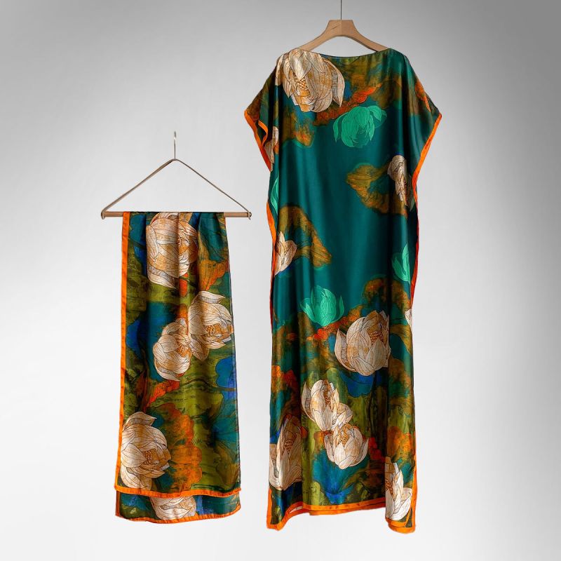 Γυναικεία ρόμπα-φουλάρι εξωτερικού ντυσίματος — συνθετικό μετάξι, καλοκαίρι/άνοιξη/φθινόπωρο, ρετρό εθνοτικό στυλ, μεσαίου μήκους, εκτυπώσεις σε διάφορα μοτίβα