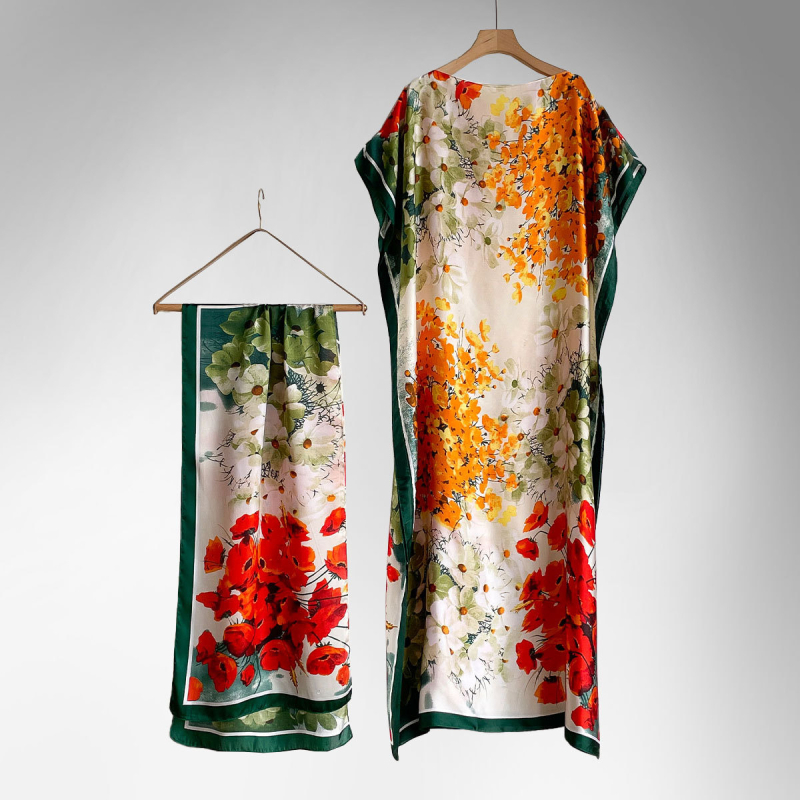 Γυναικεία ρόμπα-φουλάρι εξωτερικού ντυσίματος — συνθετικό μετάξι, καλοκαίρι/άνοιξη/φθινόπωρο, ρετρό εθνοτικό στυλ, μεσαίου μήκους, εκτυπώσεις σε διάφορα μοτίβα