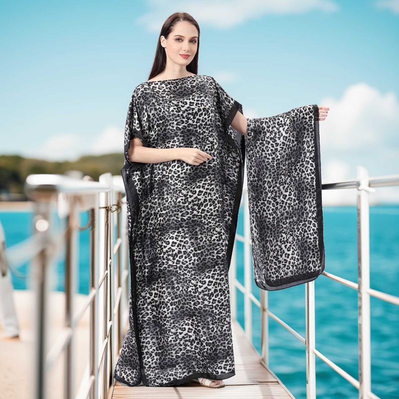 Ρόμπα κάλυψης παραλίας με λεοπάρ μοτίβο, ελεύθερο στυλ, για γυναίκες, πολυεστερική ίνα (Υλικό: πολυεστέρας; Κατάλληλες εποχές: χειμώνας, άνοιξη, φθινοπωρο; Στυλ: κομψή, ελεύθερο; Μότιβ: λεοπάρ; Λειτουργία: διαπνοή, σκίαση)