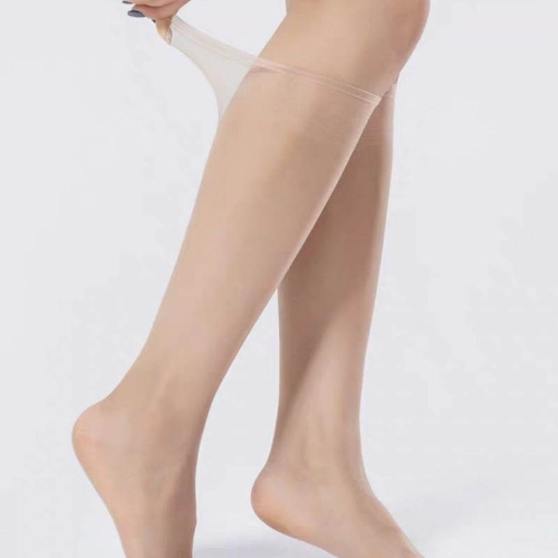 Χωρίς ραφή, υπερλεπτές κάλτσες μέχρι τη γάμπα με διαφανές δάχτυλο, νάιλον