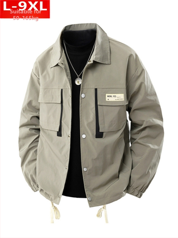 Αντρικό μπουφάν με πέτο γιακά, χαλαρή γραμμή, τσέπες με patch, μονόπετα κουμπώματα, πολυεστερικό ύφασμα