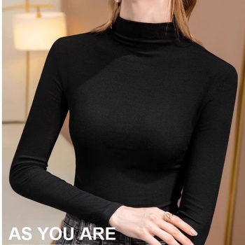 Μπλουζάκι με μακριά μανίκια, ήμι-υψηλός λαιμός, στενή γραμμή, πολυεστέρας με έως 30% ελαστάνη (Derong)