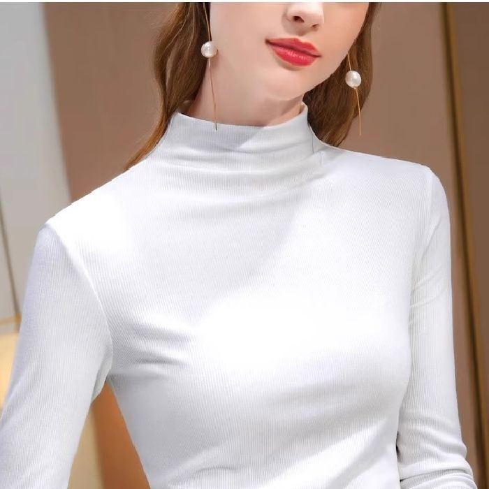 Μπλουζάκι με μακριά μανίκια, ήμι-υψηλός λαιμός, στενή γραμμή, πολυεστέρας με έως 30% ελαστάνη (Derong)