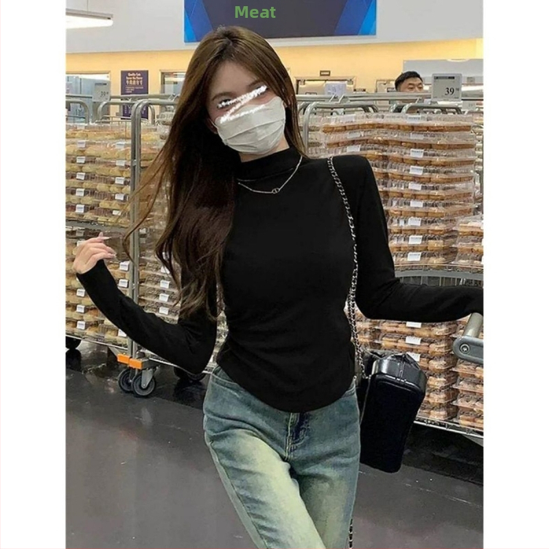 Μπλουζάκι με μακριά μανίκια, ήμι-υψηλός λαιμός, στενή γραμμή, πολυεστέρας με έως 30% ελαστάνη (Derong)