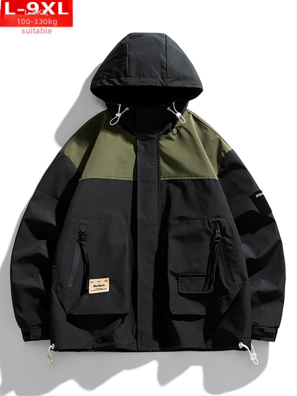 Bunda s kapucňou v hongkonskom štýle, voľný strih, predný zips, polyesterový materiál, podšívka polyester, vhodné na jar a jeseň