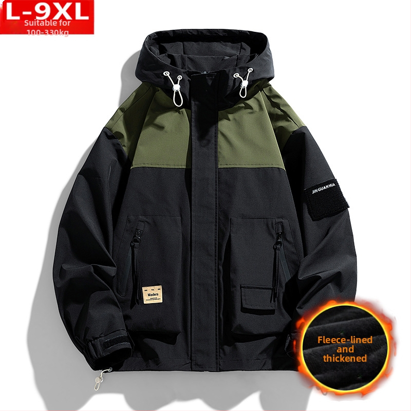 Ζακέτα με κουκούλα σε στιλ Hong Kong, φαρδιά γραμμή, φερμουάρ εμπρός, πολυεστερικό ύφασμα, επένδυση πολυεστέρα, κατάλληλη για Άνοιξη-Φθινόπωρο