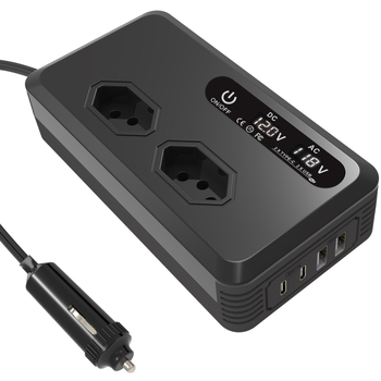 Μετατροπέας ισχύος αυτοκινήτου 12V σε 220V/110V, 200W, με διπλές θύρες C και U, 98% απόδοση