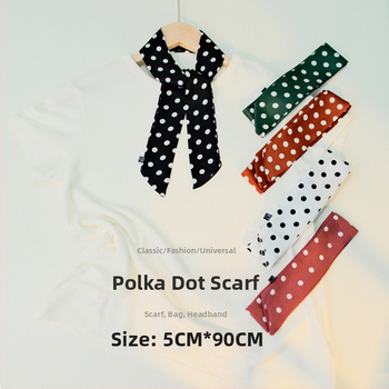 Φουλάρι πολυεστέρα με εκτύπωση πουά, IN στυλ, στενή σιλουέτα εμπνευσμένη από λεπτή γραβάτα, απλή ύφανση, περιεκτικότητα σε πολυεστέρα 81-95%