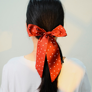 Φουλάρι πολυεστέρα με εκτύπωση πουά, IN στυλ, στενή σιλουέτα εμπνευσμένη από λεπτή γραβάτα, απλή ύφανση, περιεκτικότητα σε πολυεστέρα 81-95%