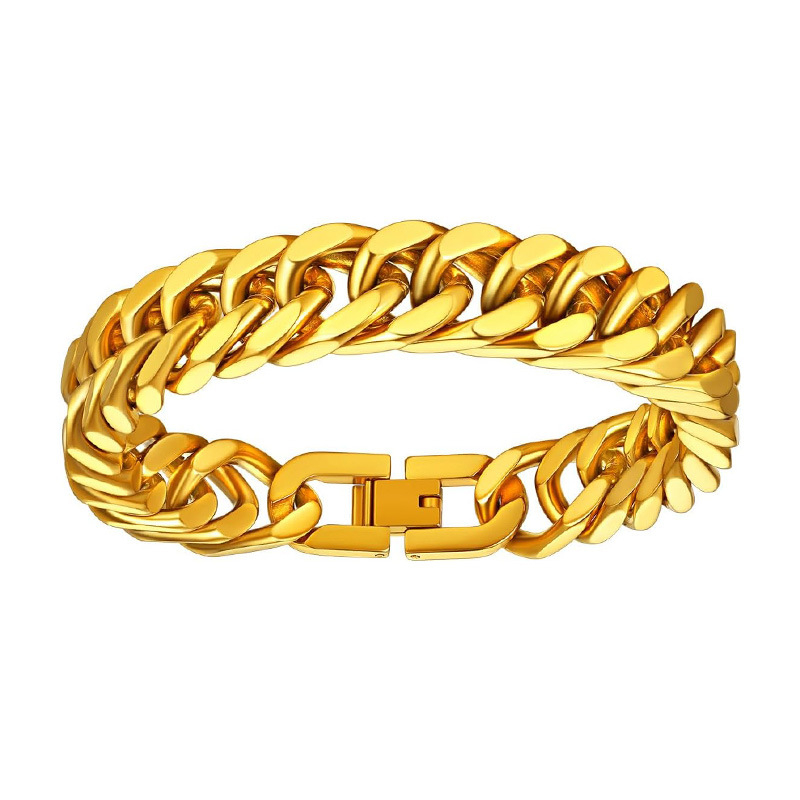 Ανδρικό βραχιόλι από τιτάνιο ατσάλι, γυαλισμένη επιφάνεια, ασυνήθιστο σχήμα, διάθεση άνοιξη 2025.