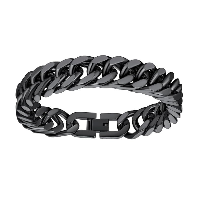 Ανδρικό βραχιόλι από τιτάνιο ατσάλι, γυαλισμένη επιφάνεια, ασυνήθιστο σχήμα, διάθεση άνοιξη 2025.