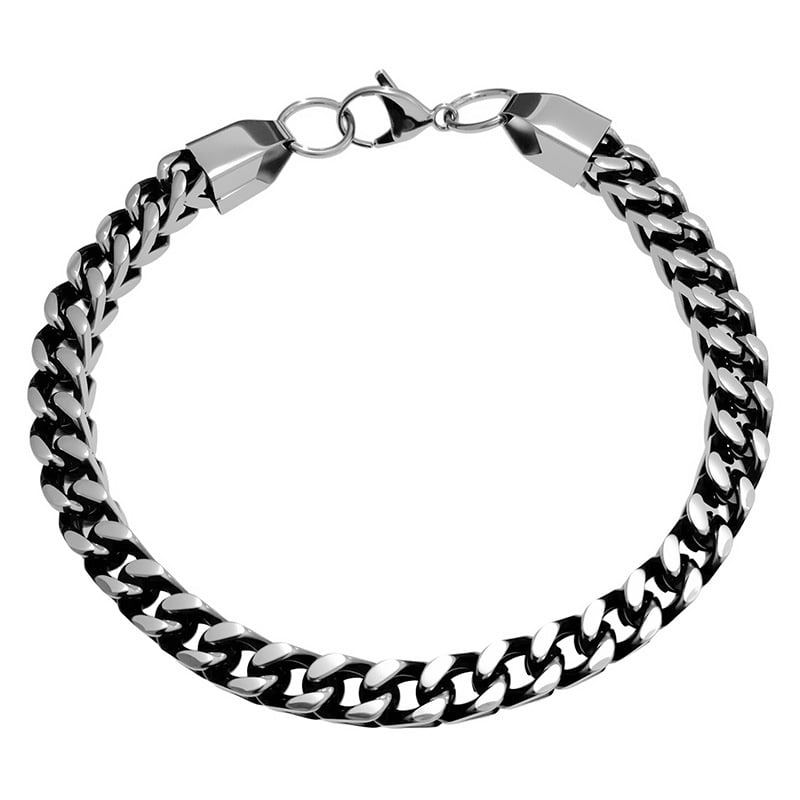 Ανδρικό βραχιόλι από τιτάνιο ατσάλι, γυαλισμένη επιφάνεια, ασυνήθιστο σχήμα, διάθεση άνοιξη 2025.