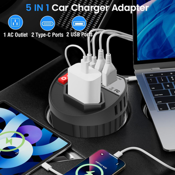 Автомобилен инвертор 200W, 12V вход, 220V/110V изход, USB-C бързо зареждане, ефективност над 90%