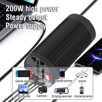 Автомобилен инвертор 200W, 12V вход, 220V/110V изход, USB-C бързо зареждане, ефективност над 90%