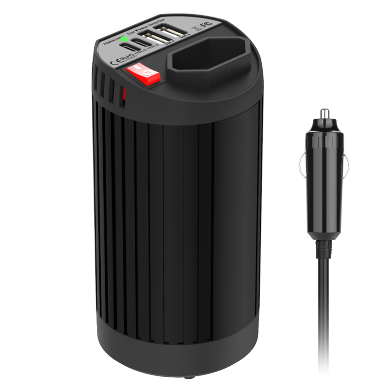 Автомобилен инвертор 200W, 12V вход, 220V/110V изход, USB-C бързо зареждане, ефективност над 90%