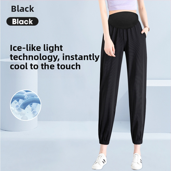 Майчин панталони с къс крак, тънка полиестерна материя със спандекс за коремна опора, свободен силует