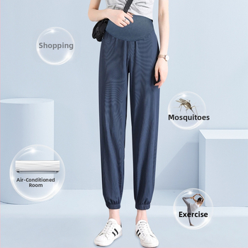 Майчин панталони с къс крак, тънка полиестерна материя със спандекс за коремна опора, свободен силует