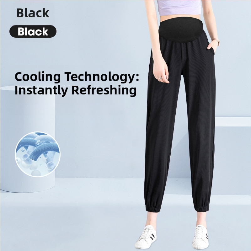 Майчин панталони с къс крак, тънка полиестерна материя със спандекс за коремна опора, свободен силует