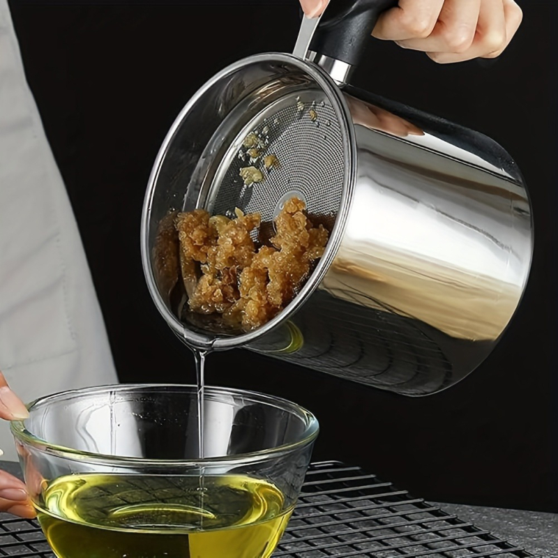 Nerūdijančio plieno aliejaus indas didelės talpos, su filtravimo tinklu ir filtravimo puodeliu