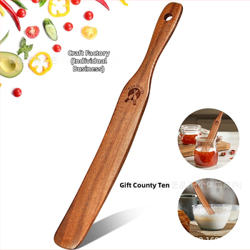 Fából készült konyhai spatula nyéllel – tészta és saláta keveréséhez, logó nyomtatás és testreszabás elérhető, márka Qianchang