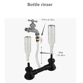 Rankinis butelių plovimo įrenginys East Hall Laurel Double Blast mažo burnos skersmens buteliams