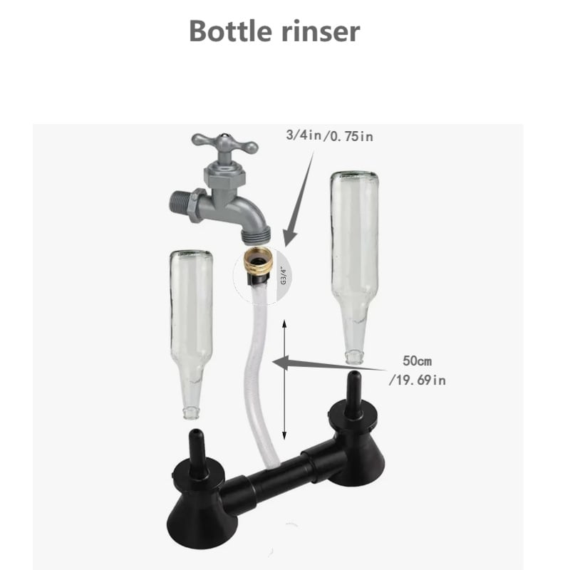 Rankinis butelių plovimo įrenginys East Hall Laurel Double Blast mažo burnos skersmens buteliams