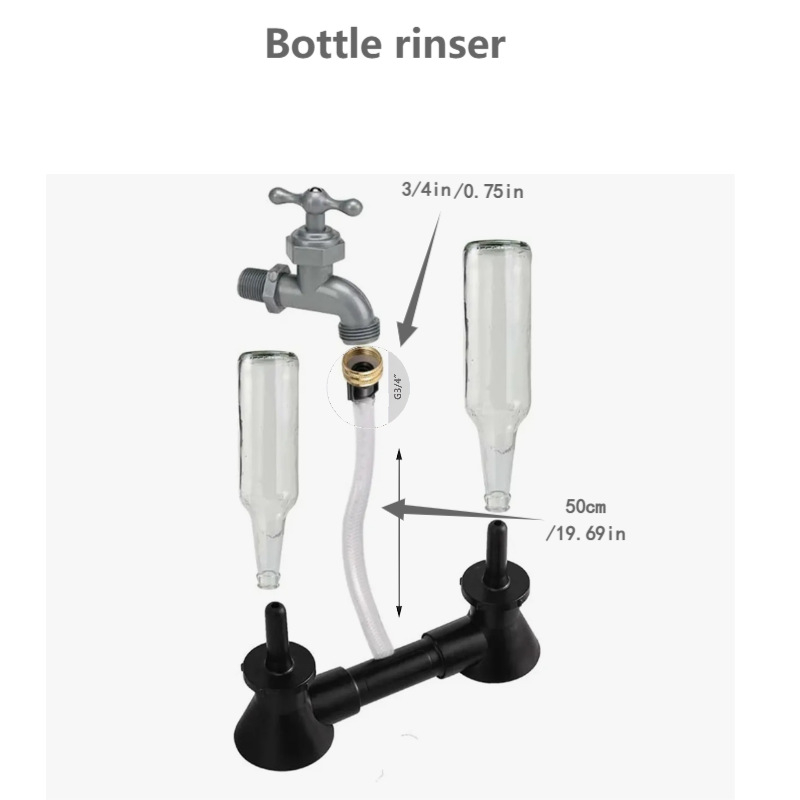 Rankinis butelių plovimo įrenginys East Hall Laurel Double Blast mažo burnos skersmens buteliams