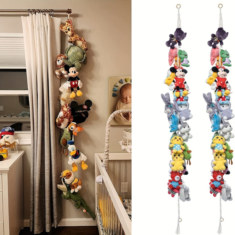 Μποέμικη πλεκτή αλυσίδα αποθήκευσης παιχνιδιών – προσαρμόσιμη, ύφασμα, χωρίς λογότυπο, για καπέλα, κούκλες, κάλτσες και φωτογραφίες