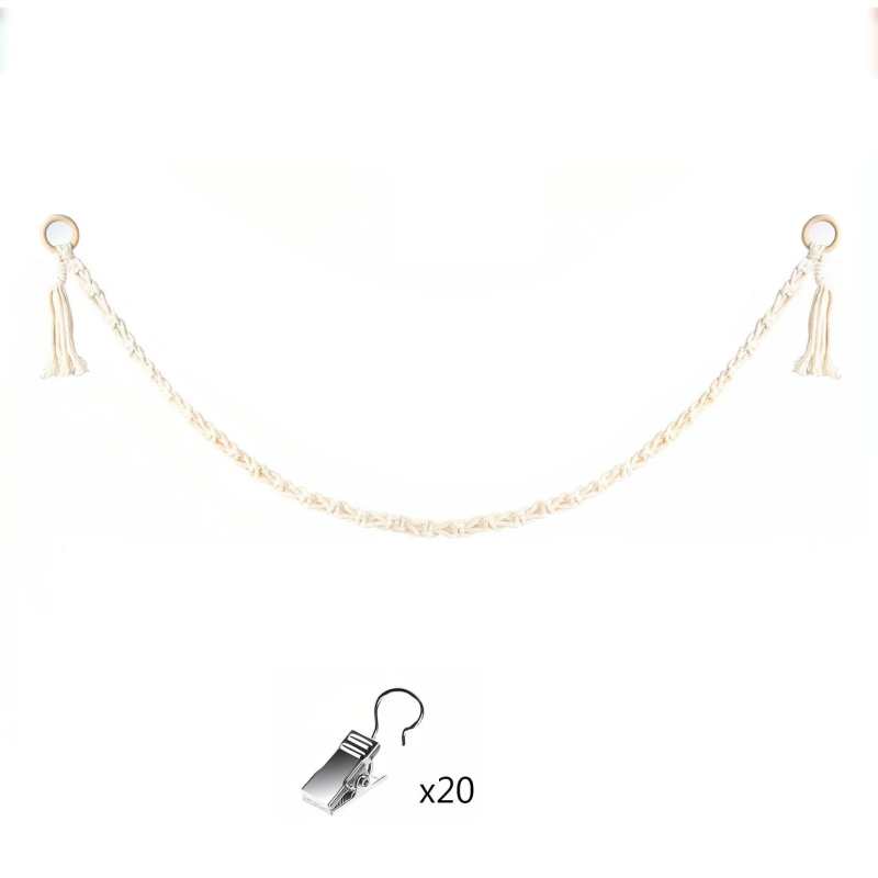 Μποέμικη πλεκτή αλυσίδα αποθήκευσης παιχνιδιών – προσαρμόσιμη, ύφασμα, χωρίς λογότυπο, για καπέλα, κούκλες, κάλτσες και φωτογραφίες