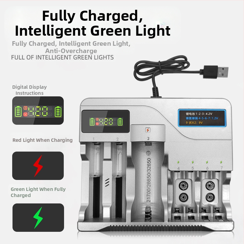USB зарядно за батерии Li-ion и NiMH, двойна изходна мощност 4.2V/1A и 1.2V/1A, вход 5V, CE/ROHS