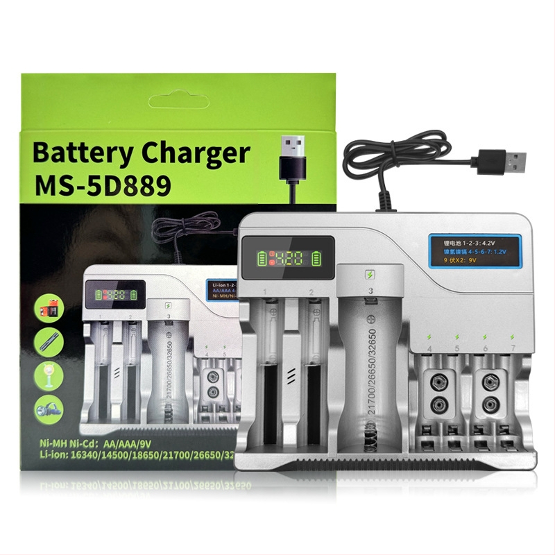 USB зарядно за батерии Li-ion и NiMH, двойна изходна мощност 4.2V/1A и 1.2V/1A, вход 5V, CE/ROHS