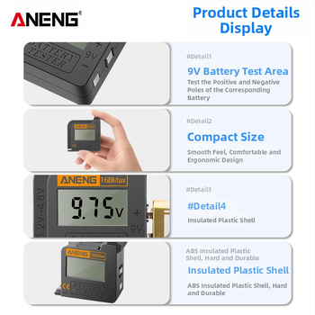 ANENG akkumulátor-tesztelő digitális kijelzővel, akkumulátor kapacitás‑teszt, többfunkciós elektromos teszter, Guangdong eredet