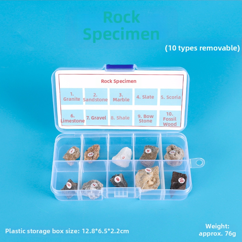 Научно-образователен комплект със образци на скали, руди и минерали за начално училище