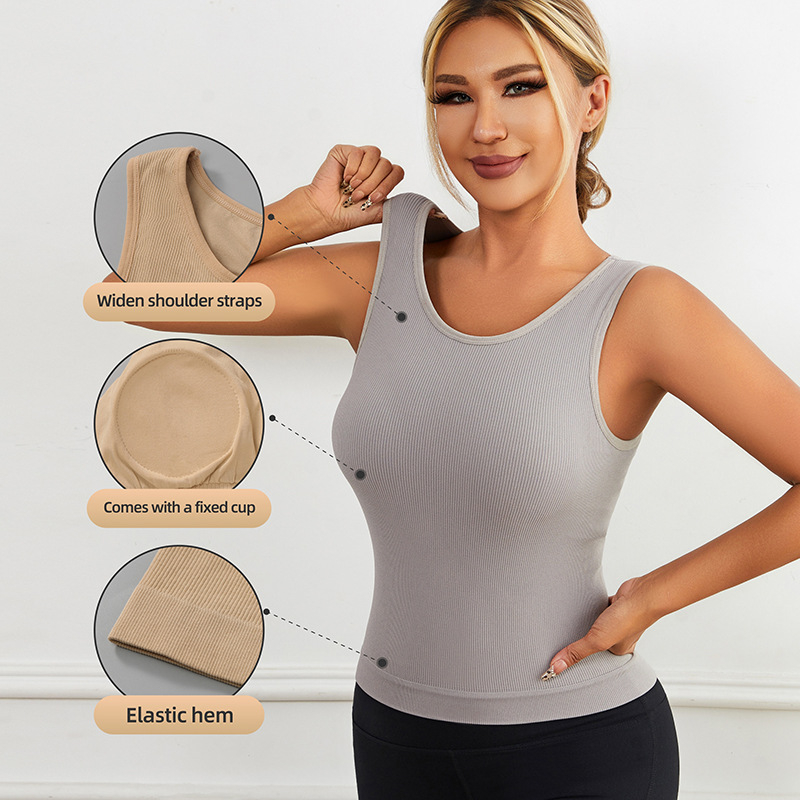 Be rankovių topas, be siūlių dizainas, stačiakampio iškirptė, nailono audinys, 80-90% nailono turinys, plonas audinys 121-140 g/m², tinkamas visoms sezonoms