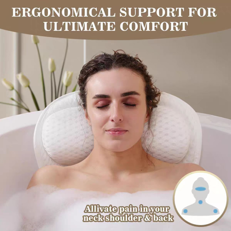 Вана възглавница с 3D мрежеста структура, форма на пеперуда, вакуумна чашка, машинно пране