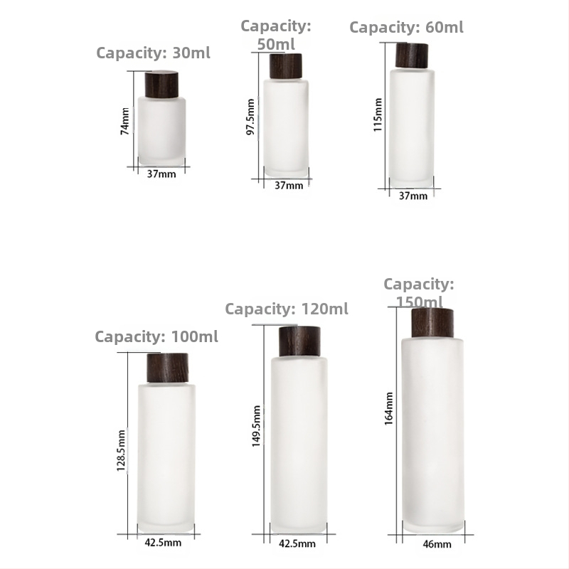 Бутилка за етерично масло с матово стъкло, капак от ясеново дърво, дървен капак, персонализируем етикет, толеранс ±0.5 ml