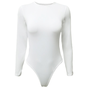 Moterų Milk Silk bodysuit su ilgomis rankovėmis, 3/4 ilgio kelnės, vidutinio aukščio juosmuo, gatvės stilius