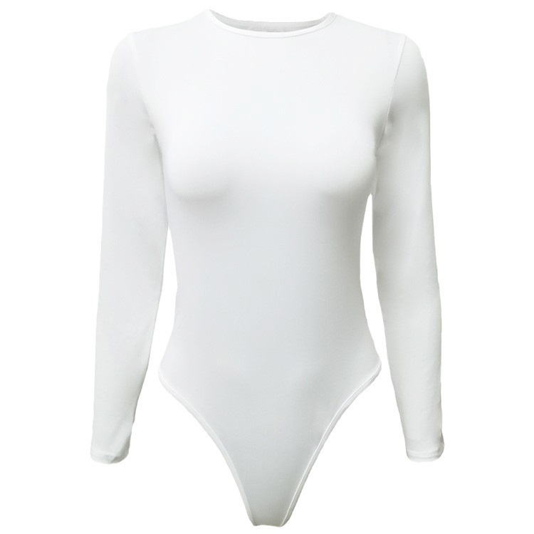 Moterų Milk Silk bodysuit su ilgomis rankovėmis, 3/4 ilgio kelnės, vidutinio aukščio juosmuo, gatvės stilius