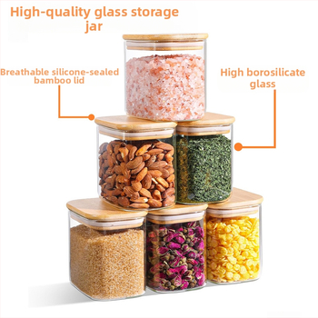 Γυάλινο σφραγισμένο βάζο για τσάι και καραμέλες, τετράγωνο σχήμα, 501-800 ml, ασφαλές για φούρνο μικροκυμάτων