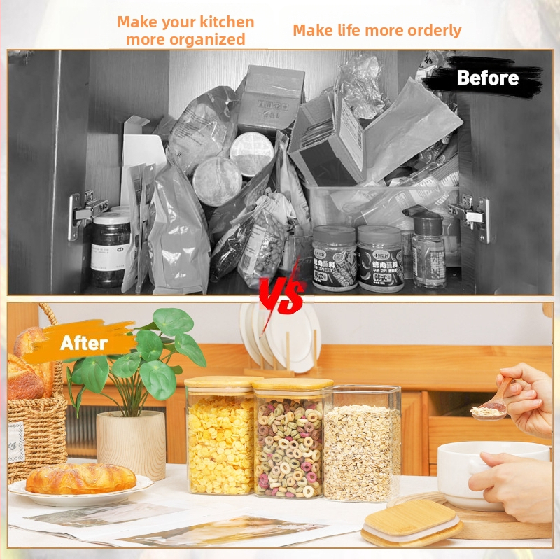 Sklenená uzatvorená nádoba na čaj a sladkosti, štvorcový tvar, 501-800 ml, vhodný do mikrovlnky