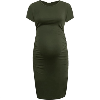 Майчинска рокля с кръгло деколте, ръкави ¾, молив стил, средна дължина, полиестер-еластан смес