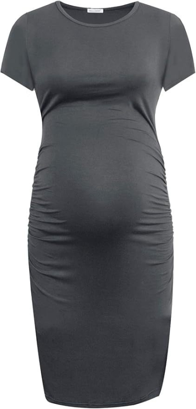 Майчинска рокля с кръгло деколте, ръкави ¾, молив стил, средна дължина, полиестер-еластан смес