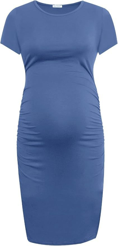 Майчинска рокля с кръгло деколте, ръкави ¾, молив стил, средна дължина, полиестер-еластан смес