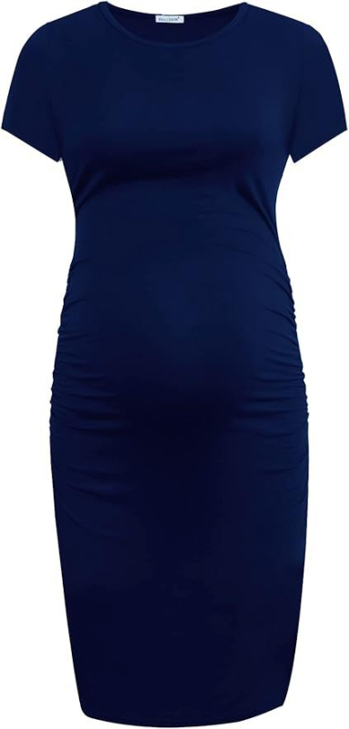 Майчинска рокля с кръгло деколте, ръкави ¾, молив стил, средна дължина, полиестер-еластан смес