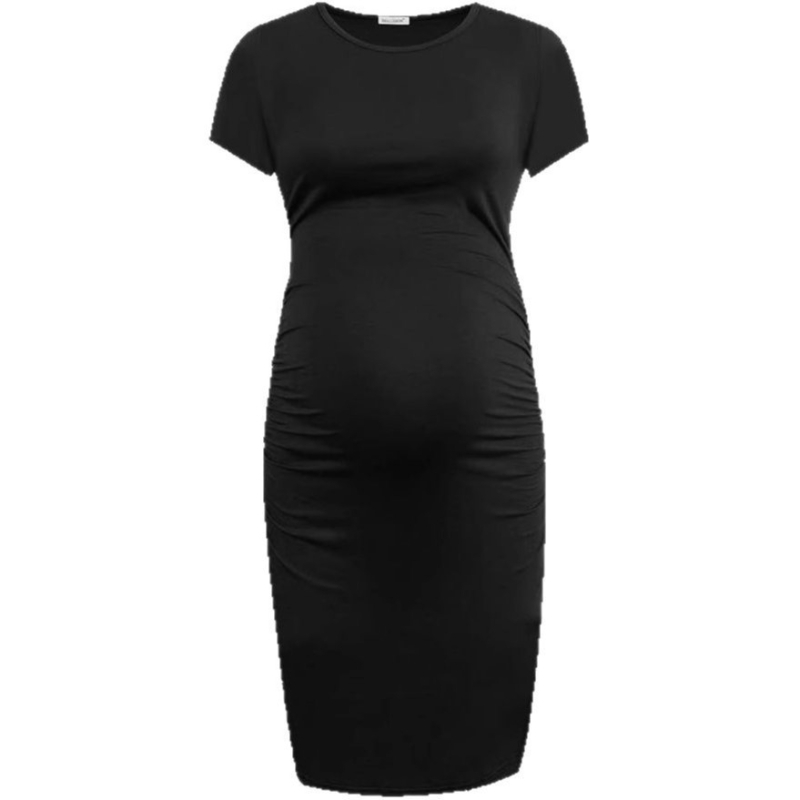 Майчинска рокля с кръгло деколте, ръкави ¾, молив стил, средна дължина, полиестер-еластан смес