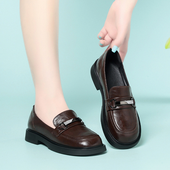 Γυναικείοι loafers, στρογγυλή μύτη, PU επάνω μέρος, άνετο στυλ, 3-6 εκ φαρδύς τακούνι, σόλα από καουτσούκ