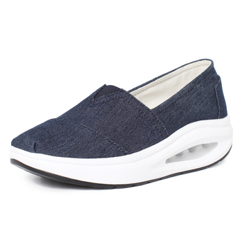 Sieviešu audekla slip-on kurpes, elpojošs tīkla iekšējais materiāls, audekla augšdaļa, kompozīta zole, bieza zole