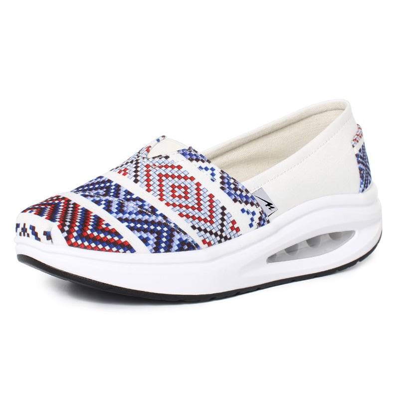 Sieviešu audekla slip-on kurpes, elpojošs tīkla iekšējais materiāls, audekla augšdaļa, kompozīta zole, bieza zole