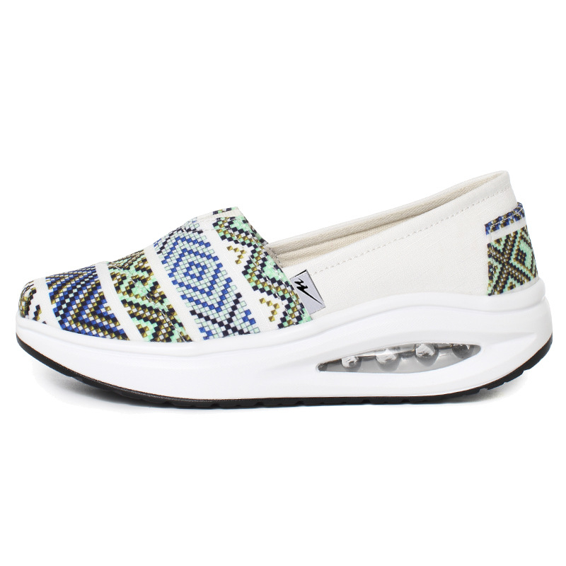 Sieviešu audekla slip-on kurpes, elpojošs tīkla iekšējais materiāls, audekla augšdaļa, kompozīta zole, bieza zole