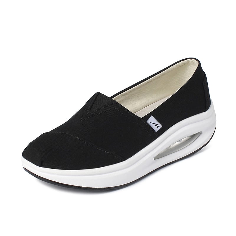 Sieviešu audekla slip-on kurpes, elpojošs tīkla iekšējais materiāls, audekla augšdaļa, kompozīta zole, bieza zole